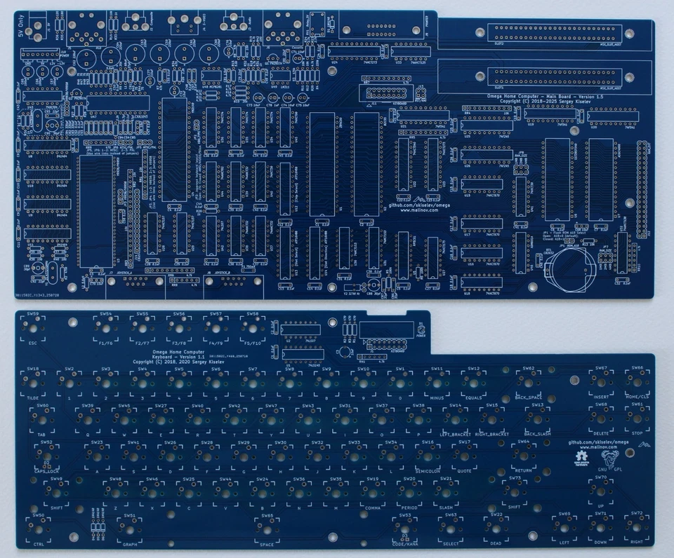 Omega MSX2 V1.5 Z80 SBC + Keyboard V1.1 PCB DE - Bild 1 von 2