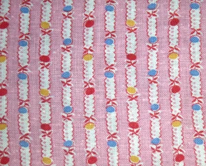 Vtg Feedsack Fabric Full Open Pink W/ Floral Stripes Blue Yellow Red 37x46" - Picture 1 of 5