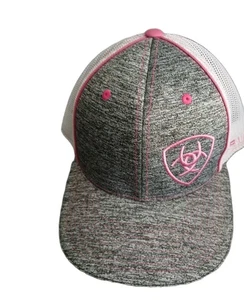 Ariat 110 (One Ten) Flexfit Women's Trucker Hat Gray Pink Snapback Adjustable - Picture 1 of 22