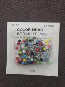 Color Head Straight Pins 70 Pcs Assorted Colors - Picture 1 of 1