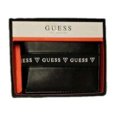 Cartera plegable negra doble con tarjeta abatible para hombre con ventana de tarjeta abatible NWT en caja de regalo Foto 1 de 4