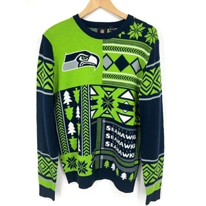 NFL Seattle Seahawks Ugly Christmas Sweater Mens Medium Football Party Knit - Picture 1 of 9