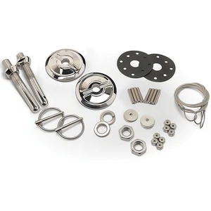 Billet Aluminum Hood Pin Kit; Blind Mounting Hole; Smooth Finish; Bright - Picture 1 of 1