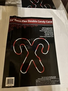 24” Christmas Candy Cane Neon LED Light Sign Wall Decor Set Of 2 - Picture 1 of 3