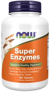 NOW Foods Super Enzymes 180 Tabs bromelain, ox bile, pancreatin and papain 02/26 - Picture 1 of 1