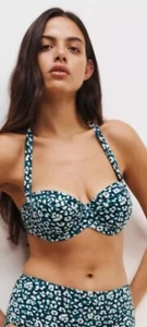 John Lewis Rio Ombre Sling Halte Bikini Top In Black Multi Navy Teal Size 34E - Picture 1 of 2