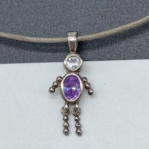 Sterling Silver Purple Alexandrite Birth Stone Pendant - June Boy 1 1/8"  2.1g - Picture 1 of 6