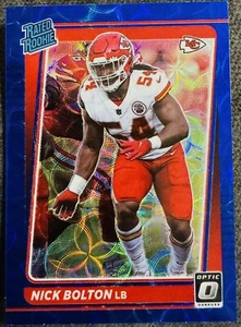 Nick Bolton 2021 Panini Donruss Optic Blue Scope Rated Rookie Card RC #275 Chief - Picture 1 of 2