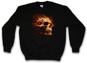 SUDADERA BURNING CRÁNEO I - Arte del tatuaje muerto Rockabilly esqueleto rosas artista - Imagen 1 de 1