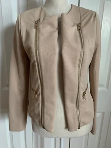 NEU LUCID PINK Damen Langarm Beige Ohne Verschluss Blazer Jacke Gr. Medium - Bild 1 von 4