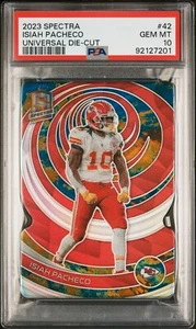 2023 Spectra Isiah Pacheco Universal Die Cut 10/10 PSA 10 Triple Jersey # - Picture 1 of 2
