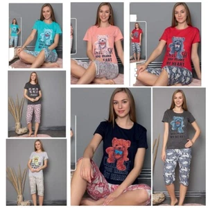 Pijama mujer bermudas pijama corto conjunto 2 piezas algodón L-65 - Imagen 1 de 23