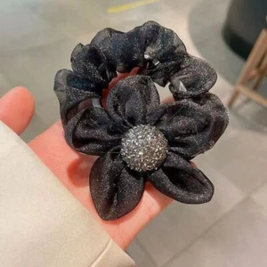 Organza Pearl Hair Ropes - Sun Flower Rubber Scrunchies Women Hair Accessories - Picture 1 of 14