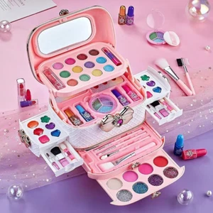 58 Pcs Kids Makeup Kit for Girl Princess Toys Real Washable Cosmetic Set - Picture 1 of 12
