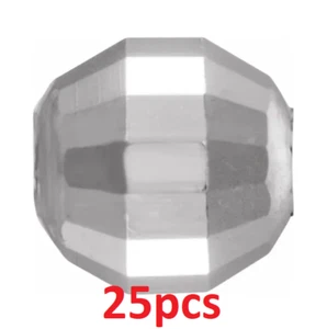 (25) Cuentas de cuerda redondas de corte diamante facetado espejo de oro blanco sólido de 3 mm 14 K - Imagen 1 de 3