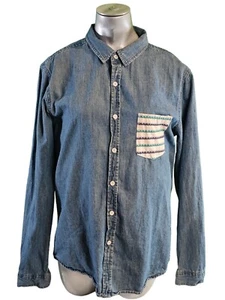 Camisa informal con botones de mezclilla de manga larga Another Influence para hombre talla mediana M - Imagen 1 de 11