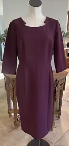 Halogen Damen 12 Burgunderrot 3/4 Arm Midi Etuikleid A1 - Bild 1 von 8