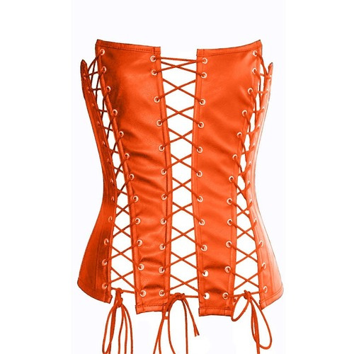 Halimas - Body naranja con broche adelante corset