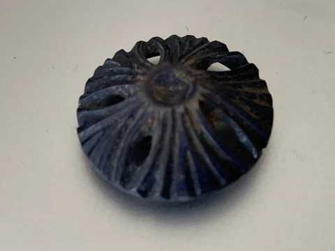 Three Rare Antique French Black Carved Wood Buttons Cover