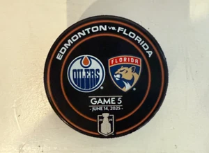Edmonton Oilers vs Florida Panthers Stanley Cup Final 2025 Game 5 Warm Up Puck - Picture 1 of 2
