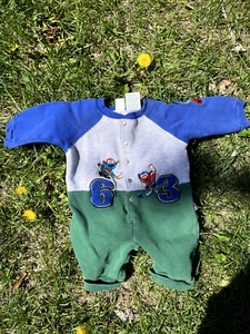Vintage Baby Embroidered Cookie Monster & Elmo Sport Team 63 One Piece 6-9months - Picture 1 of 7