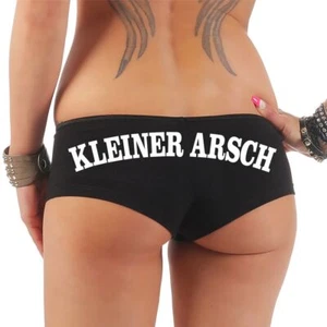 Pantillas de mujer Hotpanty con dicho PEQUEÑO ARSCH sexy frase broma regalo novia - Imagen 1 de 4