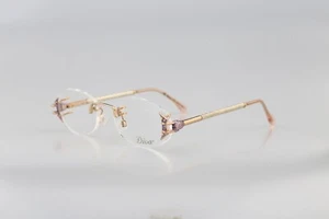 Diva 5142 78 D, 90s rhinestones rimless blue & gold oval glasses frames NOS - Picture 1 of 10