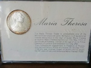 1780 Silver Coin Maria Theresa Thaler Cased With Information Card