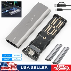 M.2 NVMe/NGFF SATA SSD to USB3.1 External SSD Reader Converter Adapter Enclosure - Afbeelding 1 van 12