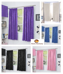 Star Metalic Tape Pleaed Top Thermal Semi Blackout Curtains - Picture 1 of 6