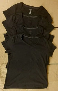 Lot of 4 Matching 100% Cotton St. John's Bay Black T Shirts Women's Size M - Picture 1 of 7
