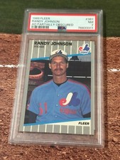 PSA 7 NM 1989 Fleer Randy Johnson Marlboro Ad Partially Obscured Expos Rookie RC