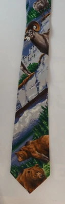 Corbata para hombre Grizzly Bear / Bighorn Sheep de Virna & Nita, 4 por 60 pulgadas Foto 1 de 4