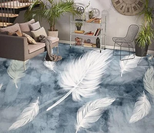 3D White Feathers B2994 Floor WallPaper Murals Floor Print Decal UK Vera 2023 - Picture 1 of 5