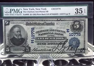 1902 $5 Chatham & Phenix NB of New York Ch #10778 Fr#606 PMG VF35 EPQ ECC&C Inc - Picture 1 of 7