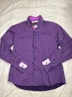 Mens 7 Camicie Slim Fit Purple Pinstripe LS Button Up Shirt XL