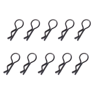 SpeedTek RC 1/10 & 1/8 RC Car Bent Body Clips (10) (Black) - Picture 1 of 1