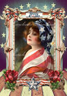 Vintage USA Flag Lady Designer MULTI-SIZE Cotton Fabric Quilt Block