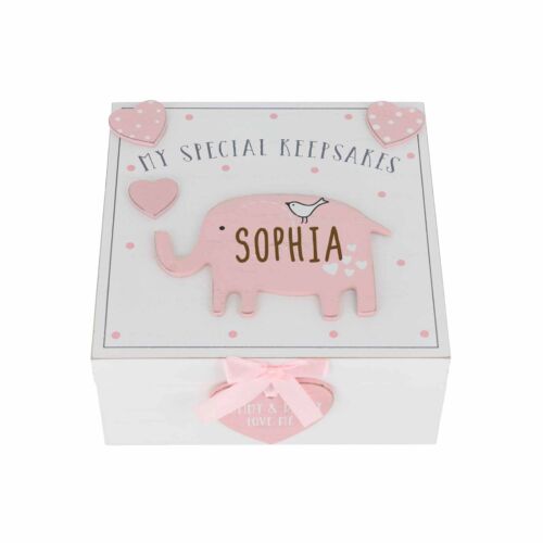 Personalised Baby Girl Keepsake Box Pink Wooden Baby Memories Box- New Baby Gift