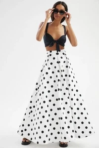 NWT Eva Franco Sold Out Stunning Polka Dot Pleated Draped Midi Skirt size XXS - Picture 1 of 10
