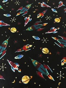 Michael Miller Space Cotton Fabric 1.5 Yards 44" Wide to the Moon CX7262 - Picture 1 of 6