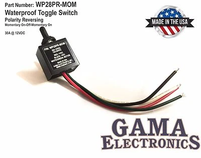 GAMA ELECTRONICS Waterproof Toggle Switch 3 Position Reverse Polarity DC Motor Control- Momentary