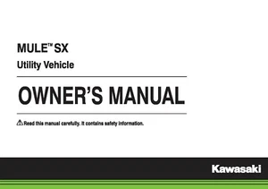 Kawasaki Owners Manual Book 2018 Mule SX - Imagen 1 de 12