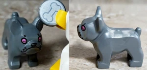 New LEGO French Bulldog FRENCHIE Silver Pink Eyes Robot Space Dog FREE BONE TILE - Picture 1 of 1