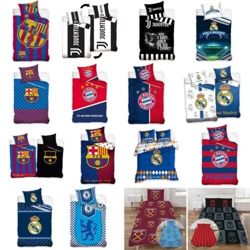 Football Club Copripiumino da Letto Set - Juventus Barcelona Chelsea Real Madrid - Immagine 1 di 1