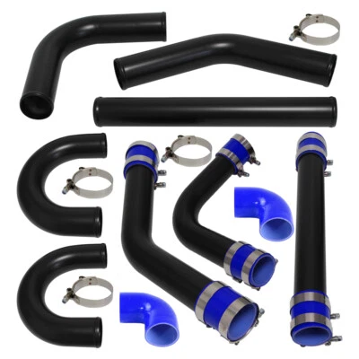 2.5" 63mm 8Pcs Universal Turbo Intercooler Pipe Kit With Silicone Hose Clamps BL - Image 1 of 4