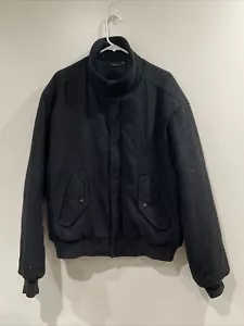 Vintage MEMBERS ONLY Black 100% Wool Bomber Jacket Men's sz 46 Coat - Picture 1 of 12