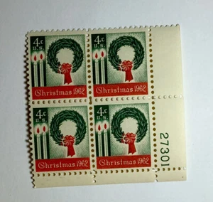 US 4 Cent 1962 Christmas Wreath, Scott# 1205 block Of 4, MNH/OG/XF. - Picture 1 of 1