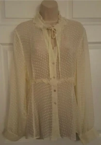 Blusa para mujer crema lunares transparente con botones de seda pequeña esperanza de Kristian Alfonso - Imagen 1 de 8