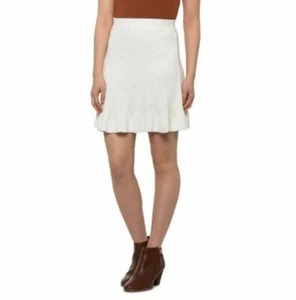 Free People Damen Rock elfenbein gerippt S Strick Baumwollmischung dehnbare Taille neu mit Etikett - Bild 1 von 10